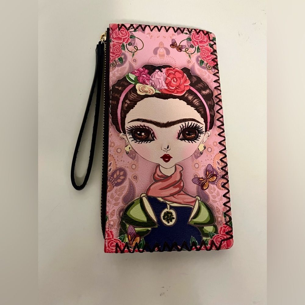 Cute cartoon like Frida Kahlo wallet